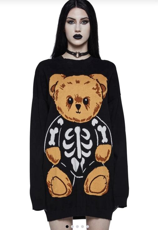 Dolls kill Sweaters - NWOT Dolls Kill Trickz N' Treatz Halloween Sweater Pumpkin Bear Oversized XXL